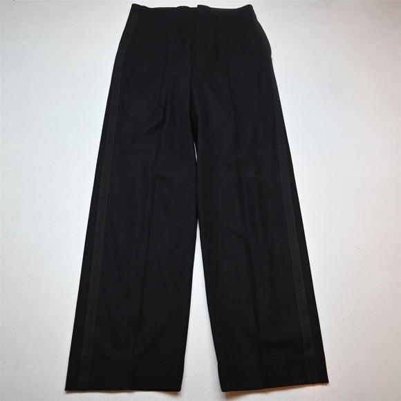 Vtg 1950s 30x32 Black Wool Flannel Grossgrain Stripe Pleated Tuxedo Mens Pants